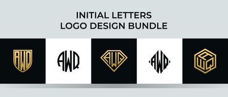 Anfangsbuchstaben awq Logo Designs Bundle vektor