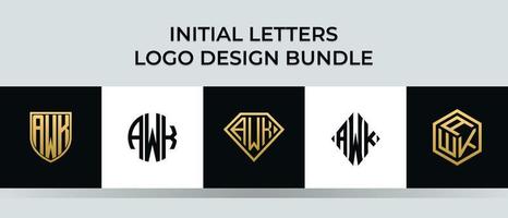 initiala bokstäver awk logotyp design bunt vektor