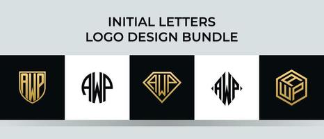 Anfangsbuchstaben awp Logo Designs Bundle vektor