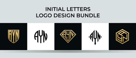 initiala bokstäver ayn logotyp design bunt vektor