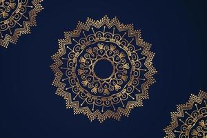 Dekoration im arabischen Stil Mandala-Muster auf blauem Hintergrund. luxuriöser goldener Mandala-Vektor. luxuriöser Mandala-Ornament-Hintergrund mit goldenem Muster. Luxus Dekoration Mandala. vektor