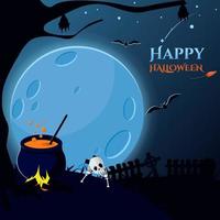 Halloween-Tageshintergrund mit Anleihe und Mond vektor
