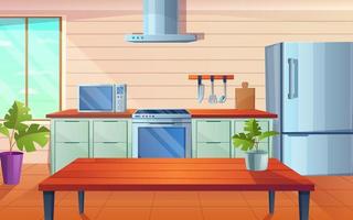 Vektorküchentheke, Kochrauminnenraum mit Geräten vektor