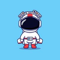 söt astronaut med full utrustning redo att flyga vektor