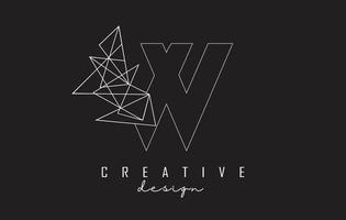 Umrissbuchstaben w Logo-Design mit gebrochenem Steindetail. Vektorillustration mit geometrischem Effekt. vektor