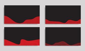 Stellen Sie abstrakten Streifenhintergrund in Rot und Schwarz mit Wellenlinienmuster ein. vektor