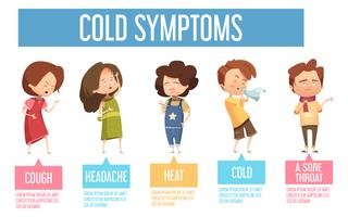 Kalte Symptome scherzt flaches infographic Plakat