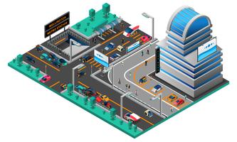 Futuristisk Cityscape Isometric Composition vektor