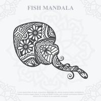 fisk mandala. boho stilelement. djur boho stil ritade. vektor illustration.