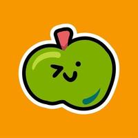 zwinkernder Apfel Cartoon kawaii Charakter vektor