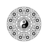 yin yang symbol i östra geometriska mönster vektor