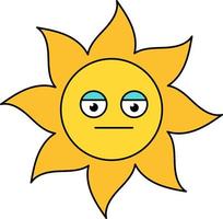 Pokerface Sonne Emoji Umrissillustration vektor
