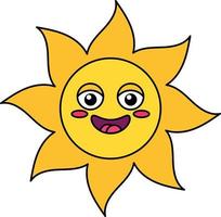 glückliche Sonne Emoji-Umriss-Abbildung vektor