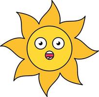 überraschte Sonne-Emoji-Umrissillustration