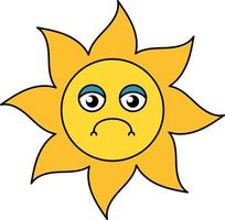 olycklig sol emoji kontur illustration vektor