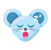 Maus Gesicht schläfrig Emoticon Sticker vektor
