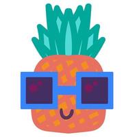 cool ananas emoji handritad illustration vektor