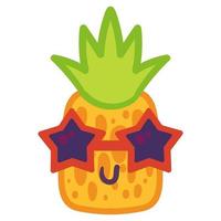 Comic-Ananas-Emoji-Hand gezeichnete Illustration vektor