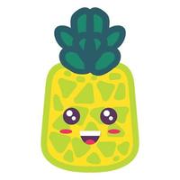 süße Ananas kawaii Emoji-Cartoon-Illustration vektor
