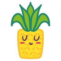 süße gelbe Ananas-Emoji-Cartoon-Illustration vektor