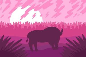landskap med vild bizon på fältet vektor