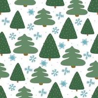 Weihnachtsbaum nahtloses Muster. Neujahr Hand ertrinken Tannen Geschenkpapier Design, Winterurlaub Dekoration, Wald Hintergrund vektor