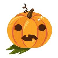 halloween pumpa med läskigt ansikte på vitt vektor