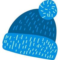 blaue gestrickte Wintermütze flache Vektorillustration vektor