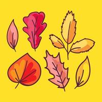 Herbstlaub handgezeichnete Illustrationen Set vektor