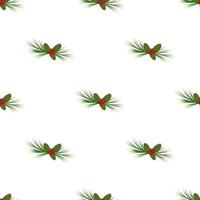 nahtloses Muster aus grüner Weihnachtstanne, Tannennadeln und Zapfen. festliche Druckdekoration für das neue Jahr, Element für Winterdesign. flache Vektorgrafik vektor