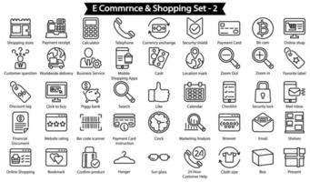 E-Commerce- und Shopping-Line-Icon-Set vektor