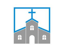 kyrka med fyrkantig logotyp vektor