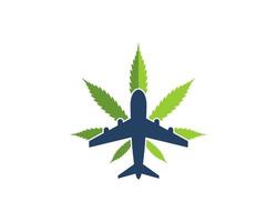 Cannabisblatt mit Flugzeugtransport vektor