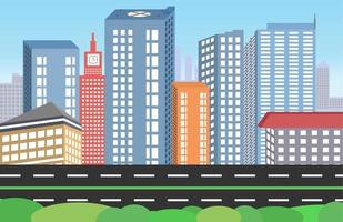 Großstadtgebäudevektor, Wolkenkratzer bestehen aus Büros, Wohnungen, Autobahnen, Geschäftsbereichen. am besten für dein Hintergrundbild und deinen Hintergrund vektor