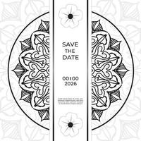 save the date inbjudningskortdesign i hennatatueringsstil. dekorativ mandala för tryck, affisch, omslag, broschyr, flygblad, banderoll vektor