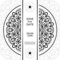 save the date inbjudningskortdesign i hennatatueringsstil. dekorativ mandala för tryck, affisch, omslag, broschyr, flygblad, banderoll vektor