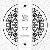 save the date inbjudningskortdesign i hennatatueringsstil. dekorativ mandala för tryck, affisch, omslag, broschyr, flygblad, banderoll vektor