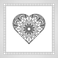 handritad hjärta med mandala. dekoration i etniska orientaliska doodle prydnad vektor