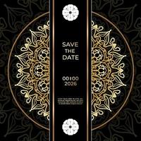 save the date inbjudningskortdesign i hennatatueringsstil. dekorativ mandala för tryck, affisch, omslag, broschyr, flygblad, banderoll. vektor