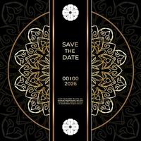 save the date inbjudningskortdesign i hennatatueringsstil. dekorativ mandala för tryck, affisch, omslag, broschyr, flygblad, banderoll. vektor