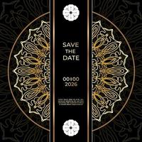 save the date inbjudningskortdesign i hennatatueringsstil. dekorativ mandala för tryck, affisch, omslag, broschyr, flygblad, banderoll. vektor