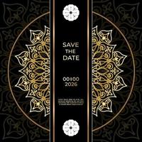 save the date inbjudningskortdesign i hennatatueringsstil. dekorativ mandala för tryck, affisch, omslag, broschyr, flygblad, banderoll. vektor