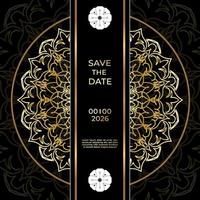 save the date inbjudningskortdesign i hennatatueringsstil. dekorativ mandala för tryck, affisch, omslag, broschyr, flygblad, banderoll. vektor