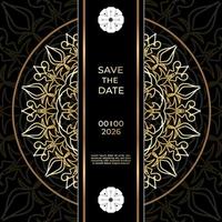 save the date inbjudningskortdesign i hennatatueringsstil. dekorativ mandala för tryck, affisch, omslag, broschyr, flygblad, banderoll. vektor