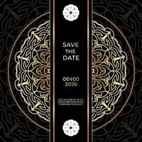 save the date inbjudningskortdesign i hennatatueringsstil. dekorativ mandala för tryck, affisch, omslag, broschyr, flygblad, banderoll. vektor