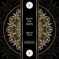 save the date inbjudningskortdesign i hennatatueringsstil. dekorativ mandala för tryck, affisch, omslag, broschyr, flygblad, banderoll. vektor