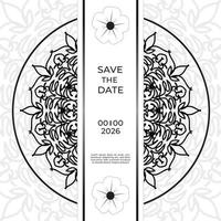 save the date inbjudningskortdesign i hennatatueringsstil. dekorativ mandala för tryck, affisch, omslag, broschyr, flygblad, banderoll vektor