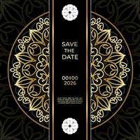 save the date inbjudningskortdesign i hennatatueringsstil. dekorativ mandala för tryck, affisch, omslag, broschyr, flygblad, banderoll. vektor