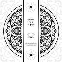 save the date inbjudningskortdesign i hennatatueringsstil. dekorativ mandala för tryck, affisch, omslag, broschyr, flygblad, banderoll vektor