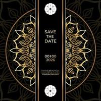 save the date inbjudningskortdesign i hennatatueringsstil. dekorativ mandala för tryck, affisch, omslag, broschyr, flygblad, banderoll. vektor